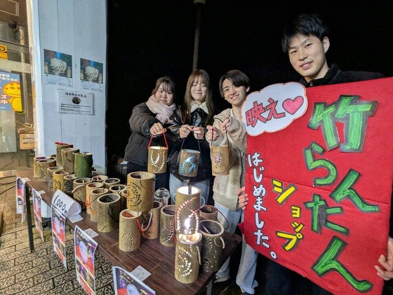 映え”を手に夜散策 三重赤目 滝あかり 中京大生が開発「竹らんたん