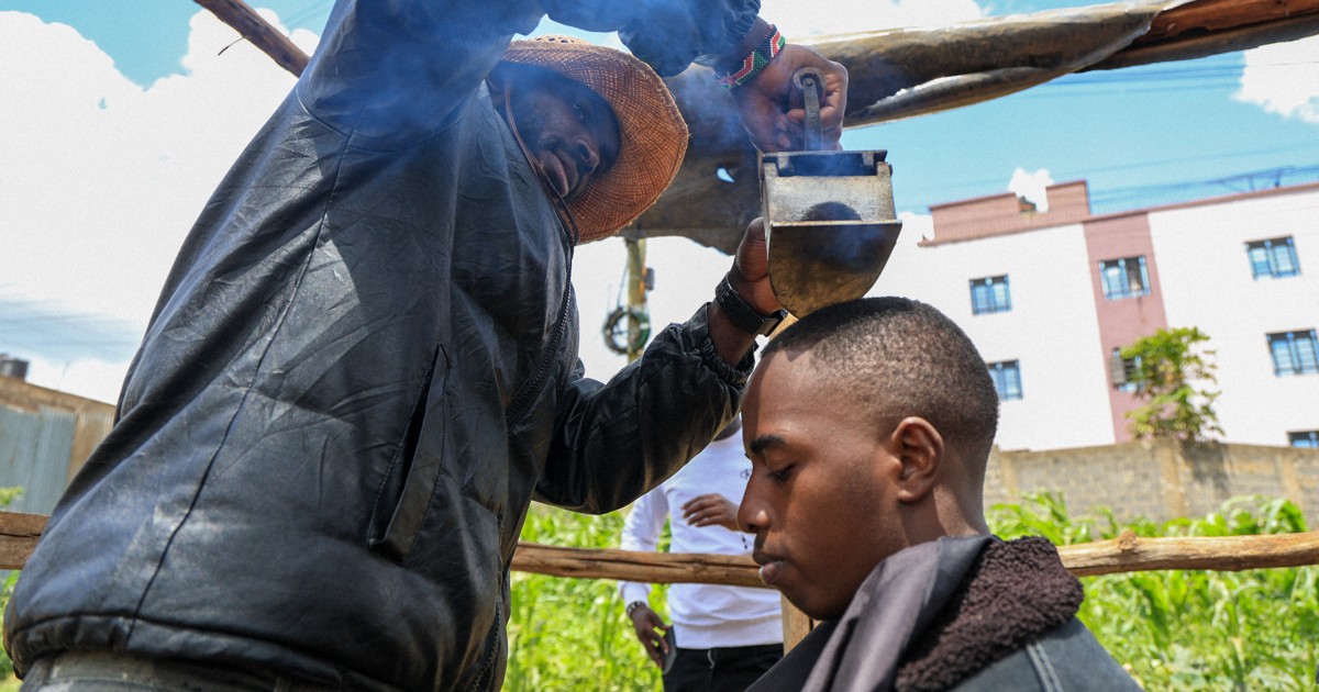 A Kenyan barber who wields a sharpened shovel thrives on Africa's social media craze