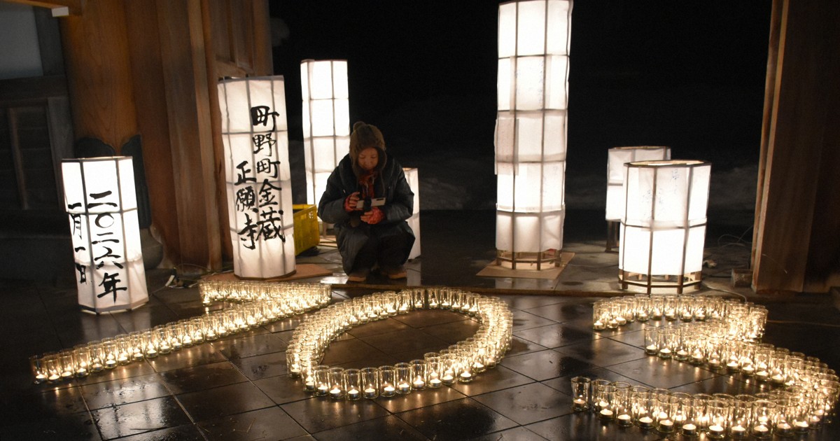 「全力で生きた証しを」　犠牲者悼む703のあかり　輪島の正願寺