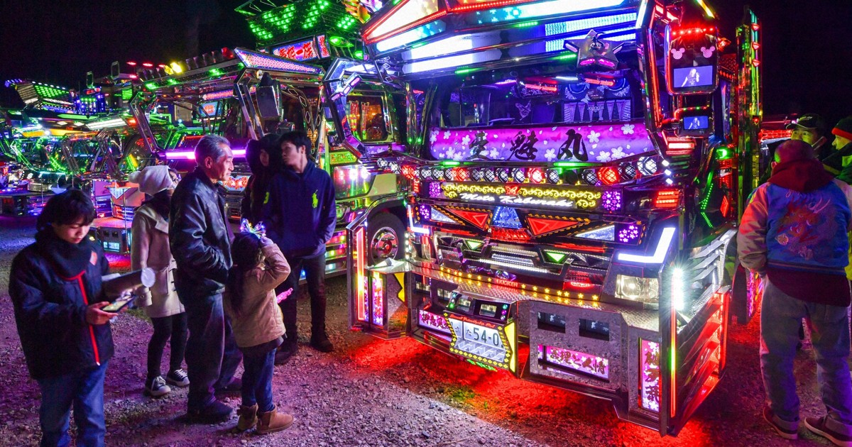 Japan's neon-decorated trucks dazzle for New Year's disaster relief