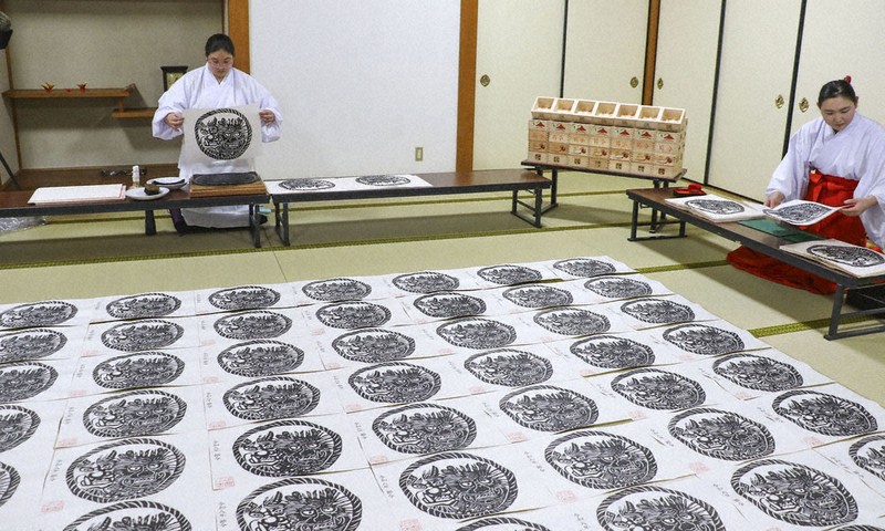 節分へ、準備は順調 「鬼面札」「祝升」作りピーク 那智勝浦・熊野那智