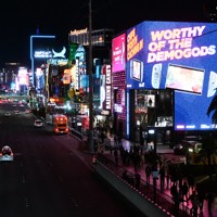 ラスベガス中心部の街並み＝米西部ネバダ州で2026年1月5日午後7時46分、浅川大樹撮影