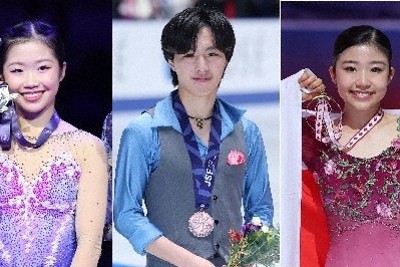 中井亜美選手（左）、三浦佳生選手（中央）、千葉百音選手