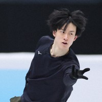 曲かけ練習で、フリーの「ハレルヤ」を演技する山本草太＝中国・北京の国家体育館で2026年1月21日、吉田航太撮影