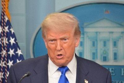 記者会見するトランプ米大統領＝ホワイトハウスで2025年6月27日、西田進一郎撮影
