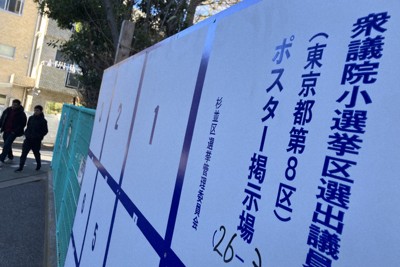 衆院選のポスター掲示板＝東京都杉並区で2026年1月25日午後2時9分、茶谷亮撮影