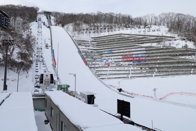 ノルディックスキーW杯ジャンプ男子の札幌大会のコース＝大倉山ジャンプ競技場で2026年1月17日、吉田航太撮影