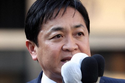 第一声で支持を訴える国民民主党の玉木雄一郎代表＝東京都港区で2026年1月27日午前9時39分、幾島健太郎撮影