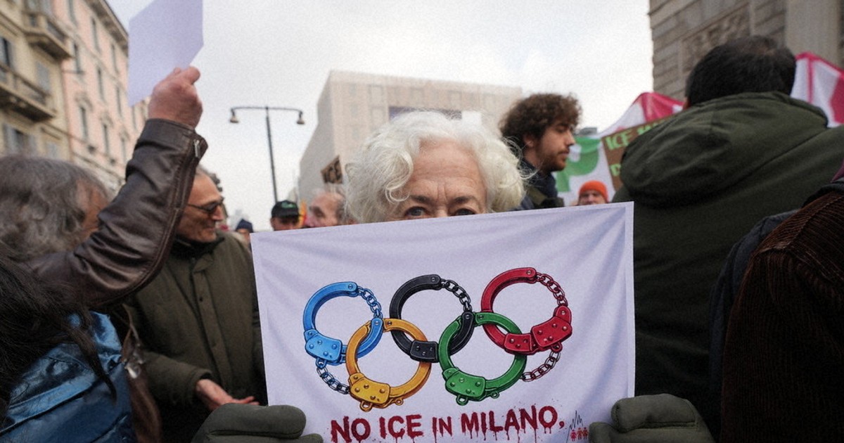 Demonstrators in Milan protest ICE unit at Winter Olympics