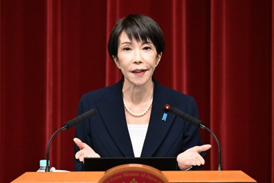 記者会見で衆院解散を表明する高市早苗首相＝首相官邸で2026年1月19日午後6時4分、平田明浩撮影