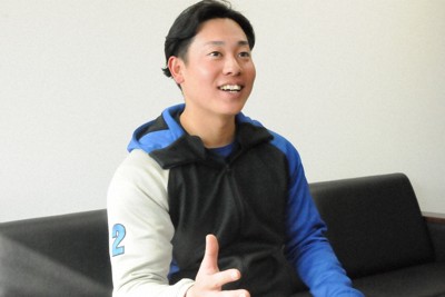 最後のシーズンに向け、思いを語るパナソニックの主将・松浦隆己選手＝大阪府枚方市で2026年1月23日午後0時16分、村上正撮影