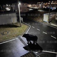宮城県女川町の公式Xに投稿されたクマの画像。生成AIを使ったフェイクと判明し、町は投稿を削除して謝罪した＝Xから（「生成AI画像」の文字を入れています）