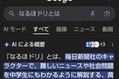 グーグルによる「AIによる概要」。これらの影響によって元サイトがクリックされない「ゼロクリックサーチ」が起きるとされる