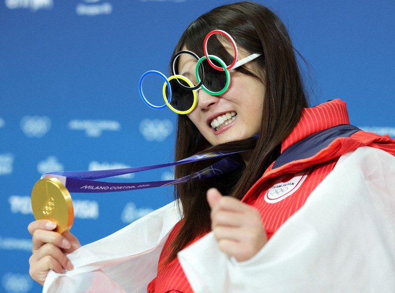 村瀬心椛が金メダル ミラノ五輪スノーボード女子ビッグエア決勝 [写真