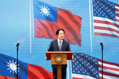 記者会見する台湾の頼清徳総統＝台北で2026年2月3日（台湾総統府提供・AP）