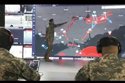 ウクライナ軍が使用する指揮通信アプリ「デルタ・システム」の画面（国防省幹部の動画から）