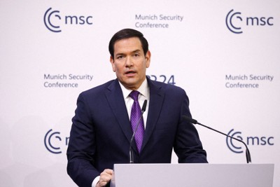 ミュンヘン安全保障会議で演説するルビオ米国務長官＝ドイツ南部ミュンヘンで2026年2月14日、ロイター