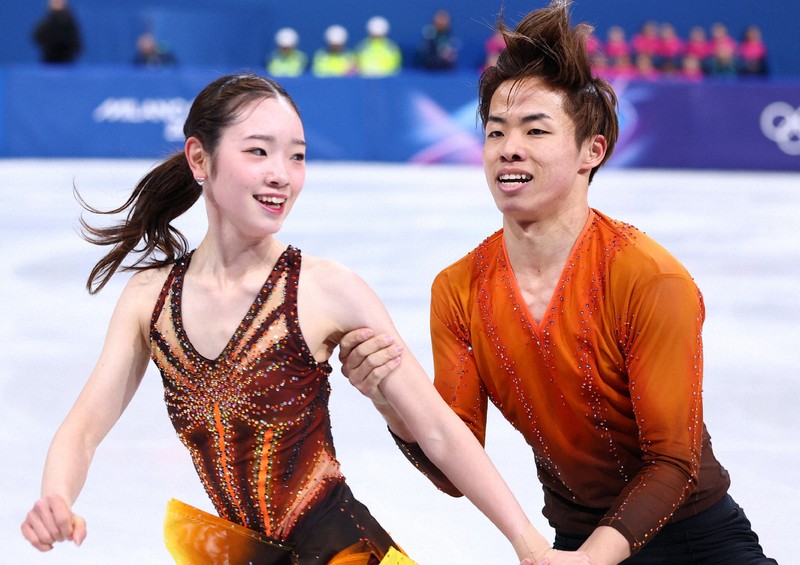 長岡柚奈、森口澄士組の演技 フィギュアスケートペアSP ミラノ