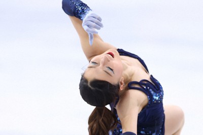 女子SPで2位につけた坂本花織＝ミラノ・アイススケートアリーナで2026年2月17日、猪飼健史撮影