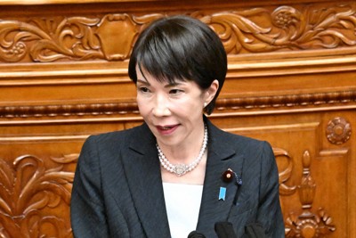 参院本会議で施政方針演説を行う高市早苗首相＝国会内で2026年2月20日午後3時52分、平田明浩撮影