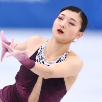 女子フリーで演技する坂本花織＝ミラノ・アイススケートアリーナで2026年2月19日、猪飼健史撮影