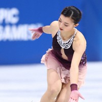 女子フリーで演技する坂本花織＝ミラノ・アイススケートアリーナで2026年2月19日、猪飼健史撮影