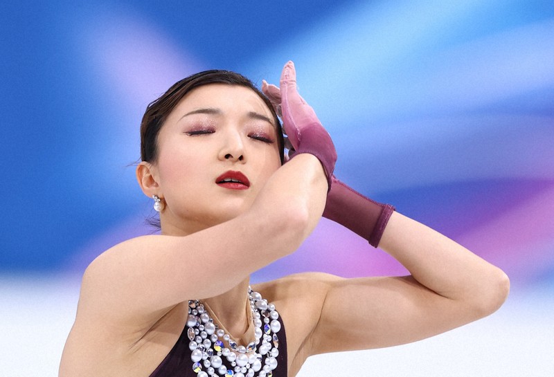女子フリーで演技する坂本花織＝ミラノ・アイススケートアリーナで2026年2月19日、猪飼健史撮影