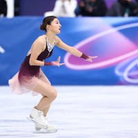 女子フリーで演技する坂本花織＝ミラノ・アイススケートアリーナで2026年2月19日、猪飼健史撮影