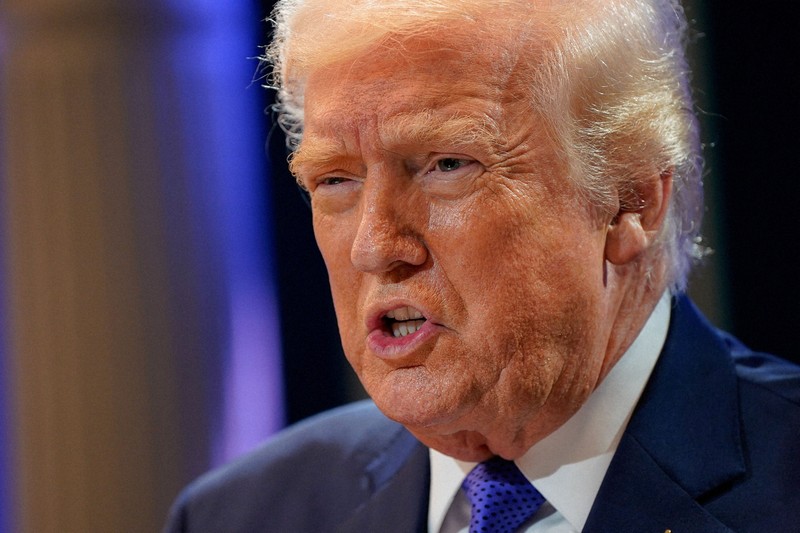 米連邦最高裁の判決を受け、記者会見するトランプ大統領＝ホワイトハウスで2026年2月20日、ロイター