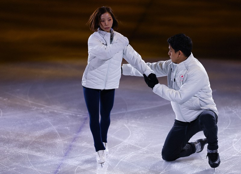 フィギュア・エキシビション練習 「りくりゅう」ら軽めに調整 五輪