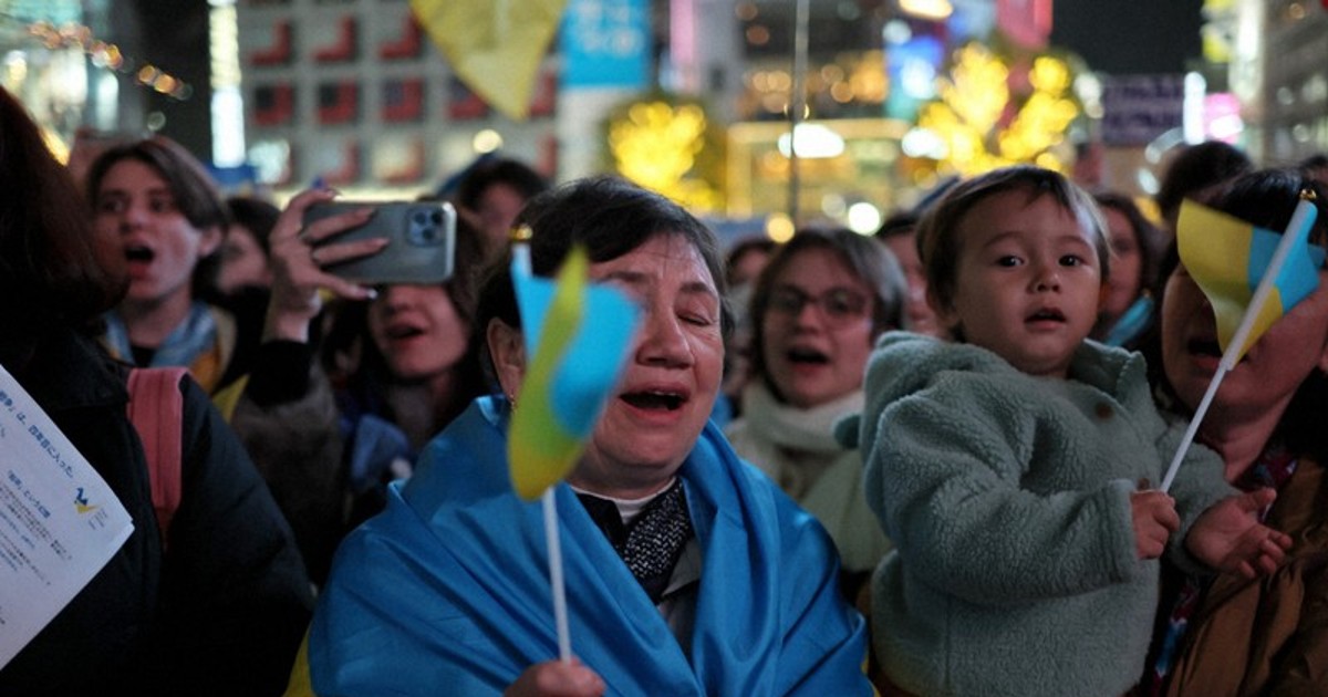 In Photos: Ukrainians in Tokyo demand peace as Russian invasion enters 5th year