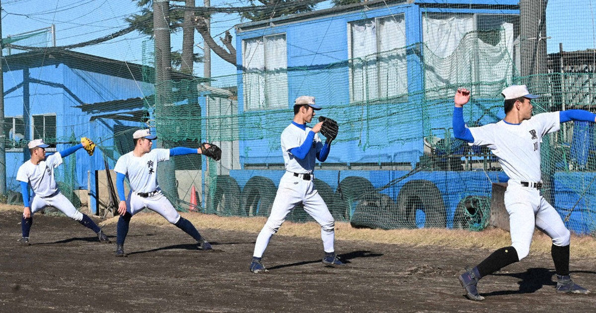 春に輝け'26センバツ：花咲徳栄 練習紹介／中 音立てて腕振り抜く 3