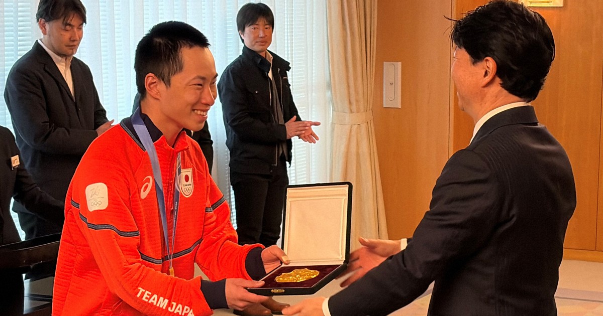 ミラノ五輪・スノボ男子ビッグエア金　木村葵来選手に岡山県民栄誉賞