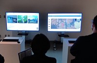 People with ties to Hiroshima City University view a demonstration of the Hiroshima City University Digital Archives, in the city's Asaminami Ward on March 3, 2026. (Mainichi/Noboru Ujo)