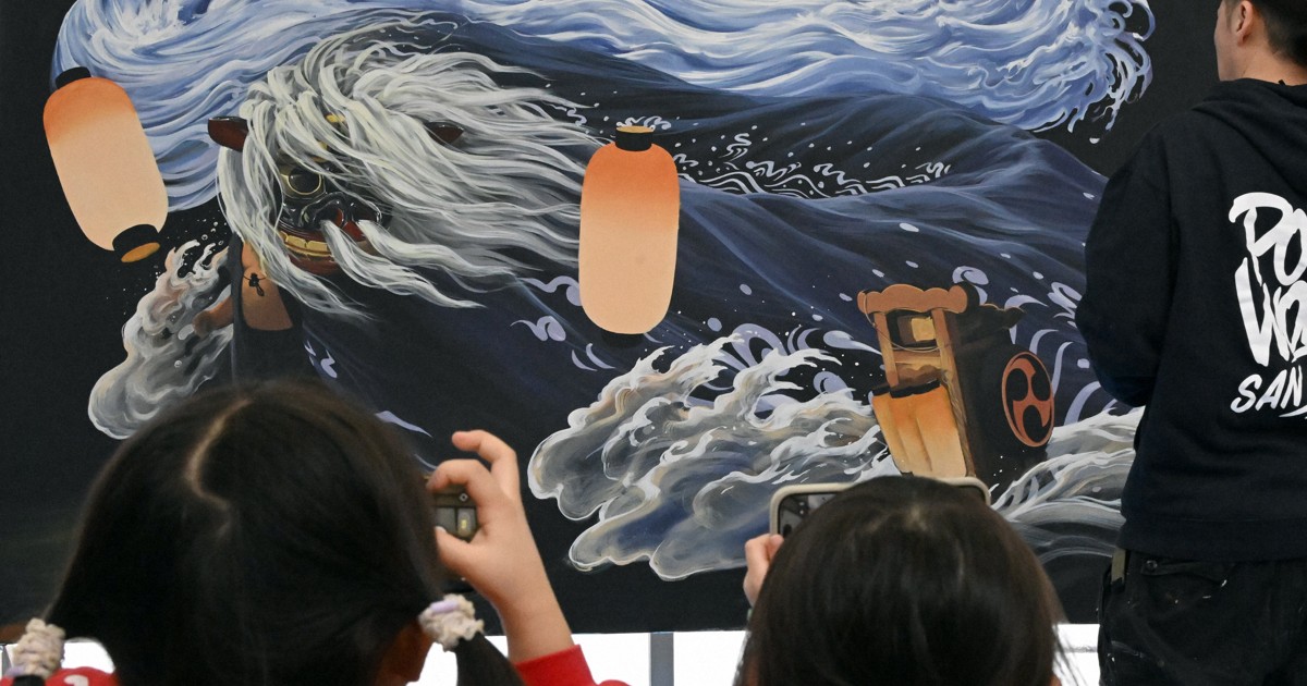 黒獅子の魅力知って 長さ2.7mのライブペインティング作品も 山形