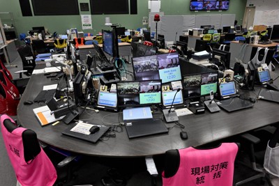 東京電力福島第1原発構内の免震重要棟2階「緊急時対策本部」。2011年の事故時も使用された＝福島県大熊町で2026年1月20日午後0時20分、平川義之撮影