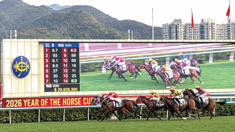午年初の競馬場レースの様子（新界地区・沙田で2月19日） 筆者撮影