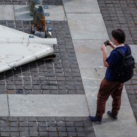 ロシアの侵攻を受けるウクライナに撃ち込まれたイラン製ドローン「シャヘド」＝ウクライナの首都キーウで2025年6月、ロイター