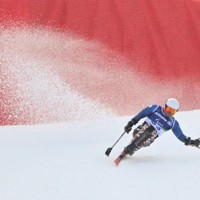 アルペンスキー男子大回転座位、森井大輝の2回目＝トファーネ・アルペンセンターで2026年3月13日、渡部直樹撮影