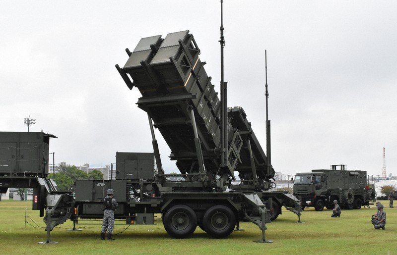 報道陣向けに公開された航空自衛隊の地上配備型迎撃ミサイル「PAC3」の訓練＝福岡県春日市の陸上自衛隊福岡駐屯地で2020年9月24日午前10時10分、平川昌範撮影