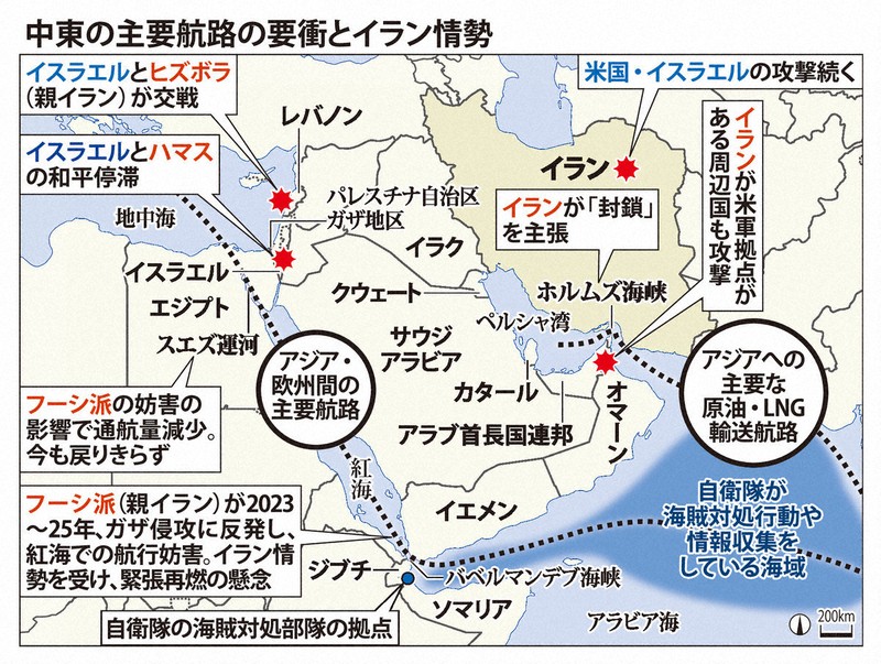 中東の主要航路の要衝とイラン情勢