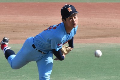JABA東京スポニチ大会で先発するENEOSの中野大虎投手＝東京・大田スタジアムで2026年3月9日、円谷美晶撮影