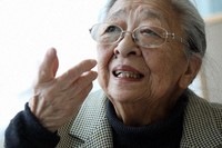 Koko Kondo speaks at Peace Memorial Park in the city of Hiroshima on March 3, 2026. (Mainichi/Kenjiro Sato) 