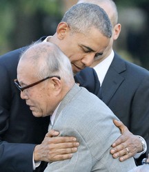 Atomic bomb survivor Shigeaki Mori. (Kyodo)