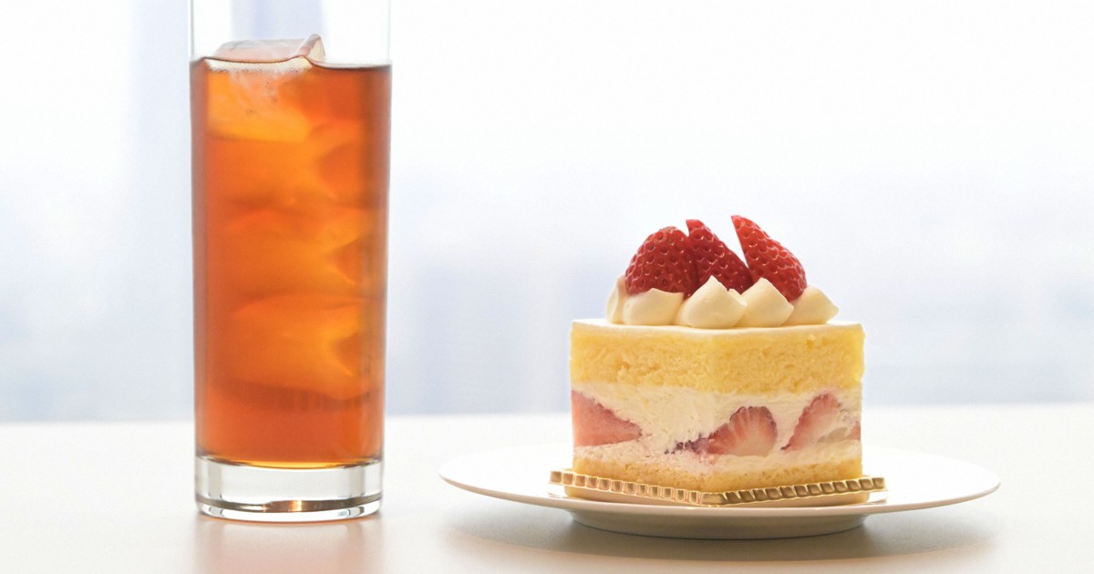 王将戦おやつ　藤井王将はショートケーキ、永瀬九段は煎茶のタルト