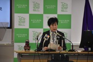 定例記者会見で質問に答える東京都の小池百合子知事＝東京都庁で2026年3月19日午後2時7分、加藤昌平撮影