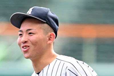 甲子園練習に臨む阿南光の幸坂泰我選手＝阪神甲子園球場で2026年3月14日、大西岳彦撮影