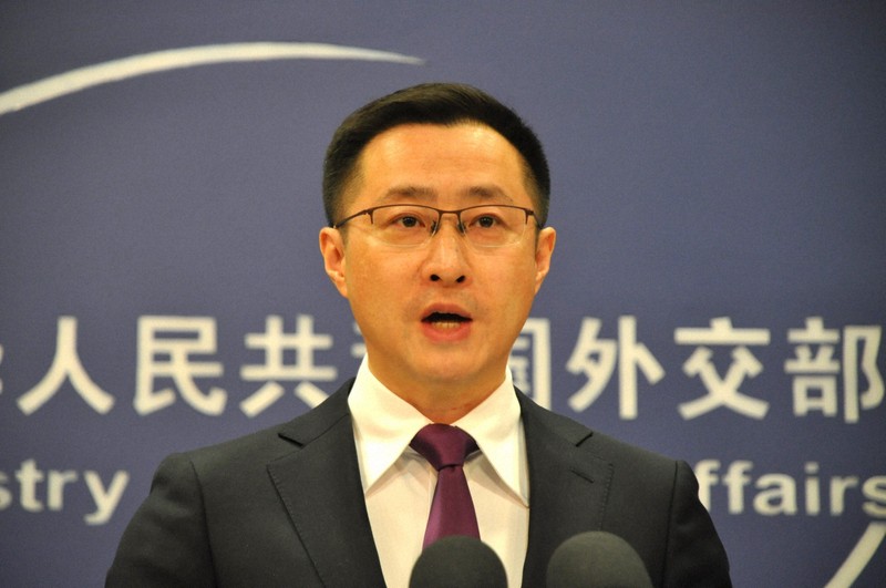 中国外務省の林剣副報道局長＝北京で2025年12月22日、畠山哲郎撮影