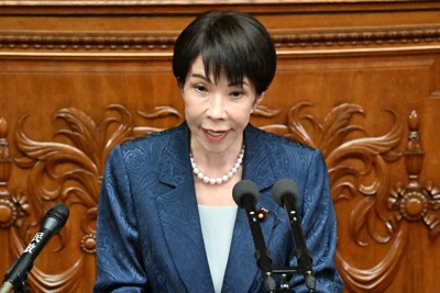 衆院本会議で米国訪問に関する報告を行う高市早苗首相＝国会内で2026年3月26日午後1時5分、平田明浩撮影