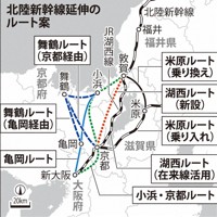 北陸新幹線延伸のルート案